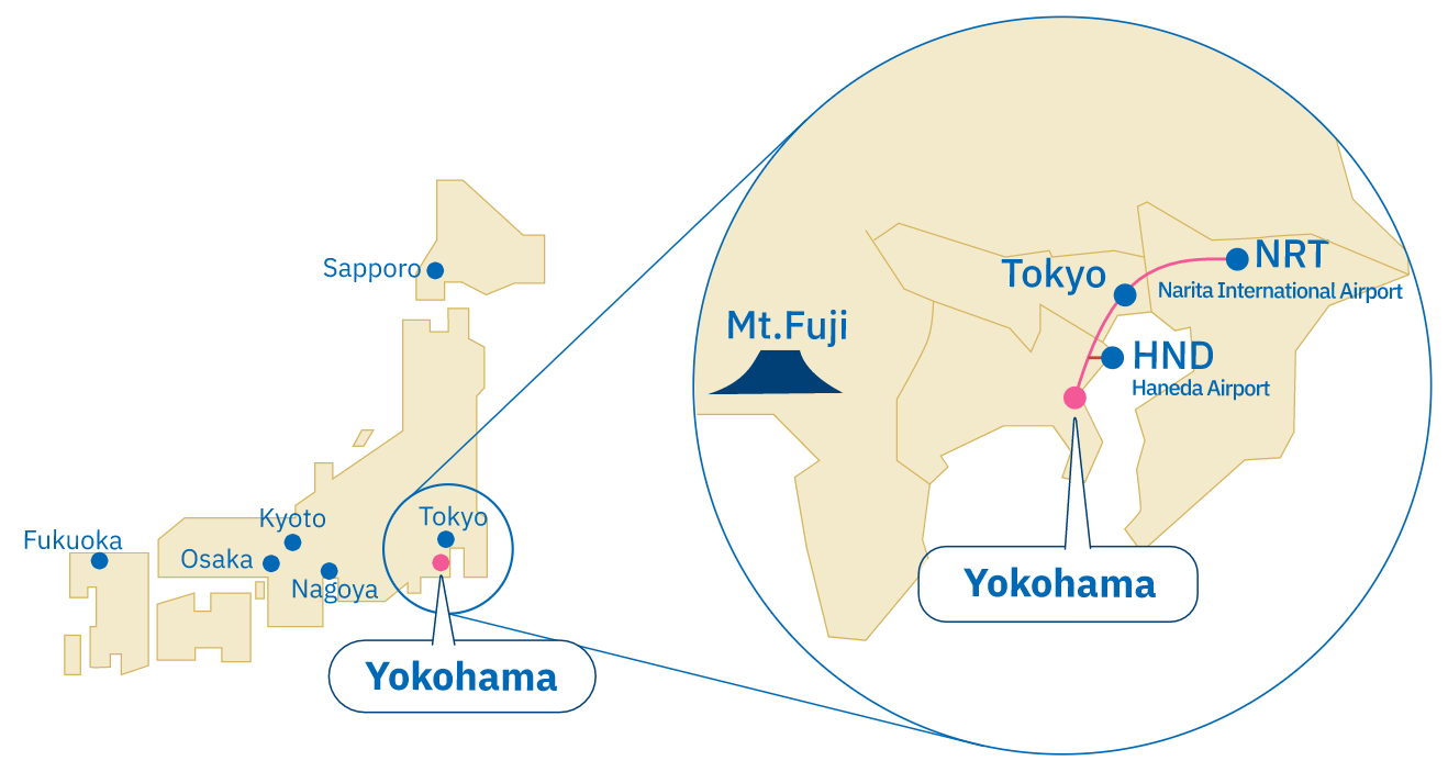 横浜の位置（日本簡易地図）
